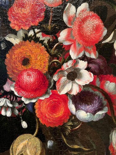 XVIIe siècle - Bartolomeo Ligozzi  (1620 - 1695) - Bouquet dans un vase en verre