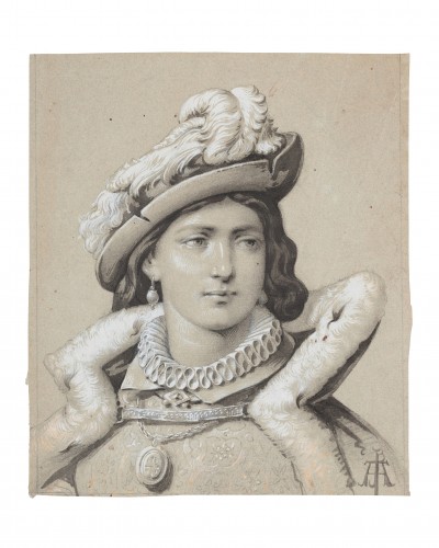 19th century - Jean-Baptiste Anglade (1841-1913) - Fantasy figure in Renaissance costume
