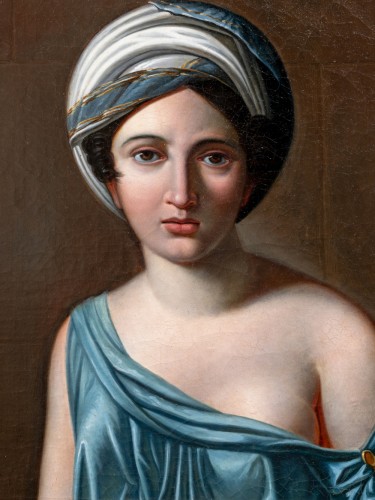 Émilie BOUNIEU(1767-1831)  - Hélène busy embroidering, sees Laodicé arrive - 