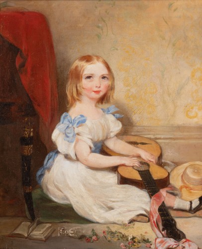  Portrait of Camilla with a Guitar - Nicholas Joseph CROWLEY, 1838
