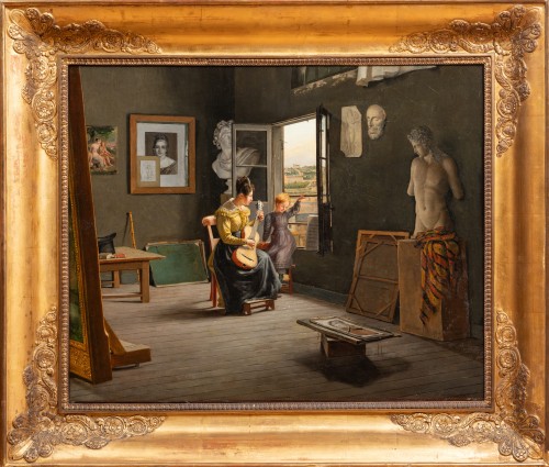 The Artist’s Family in His Studio - Paul Claude-Michel CARPENTIER, 1826 - Paintings & Drawings Style Restauration - Charles X