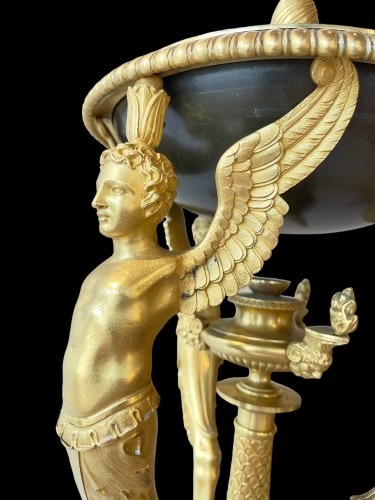 Antiquités - Brûle-parfum en bronze doré et patiné 1er Empire