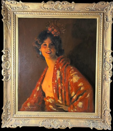 Portrait d'une jeune espagnole - Jacques Weismann vers 1920 / 1930 - Tableaux et dessins Style Art Déco