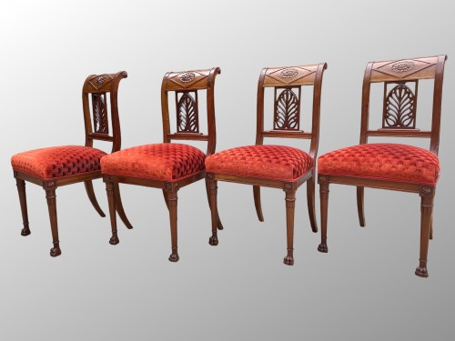 Sièges Chaise - Suite de quatre chaises Empire en acajou
