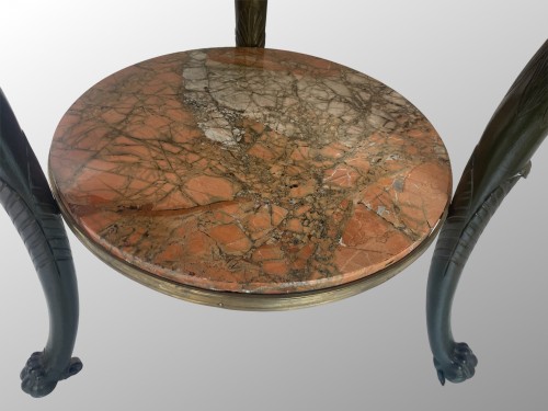 Mobilier Table & Guéridon - Guéridons "aux Griffons". acajou et marbre Brèche époque Empire