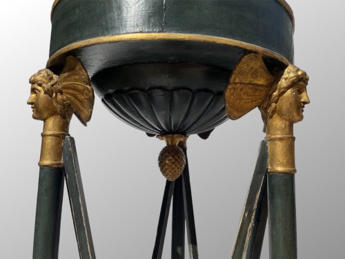 Objet de décoration Colonne Piédestal - Paire d'athéniennes en bois doré et patiné