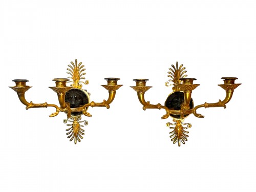 Pair of Empire period sconces with lions