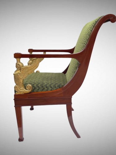 Empire period mahogany and gilded wood armchair with frame - Seating Style Empire