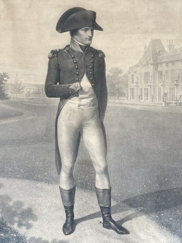 Grande gravure de Bonaparte à La Malmaison d'après Isabey
