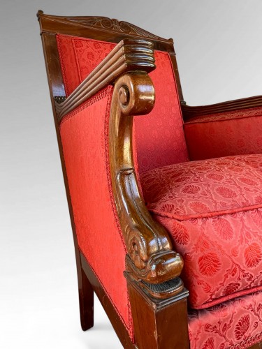 XIXe siècle - Paire de bergères en acajou époque premier Empire