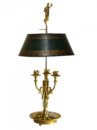 Lampe bouillotte Empire, bronze ciselé et doré, milieu du XIXe siècle