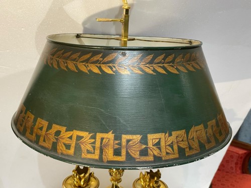 Lampe bouillotte Empire, bronze ciselé et doré, milieu du XIXe siècle - 