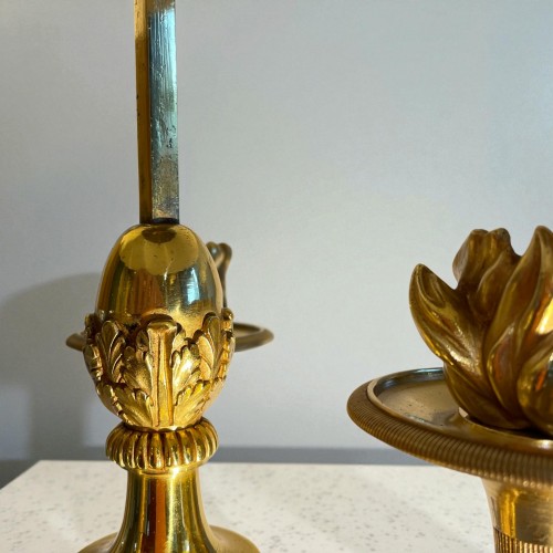  - Lampe bouillotte Empire, bronze ciselé et doré, milieu du XIXe siècle