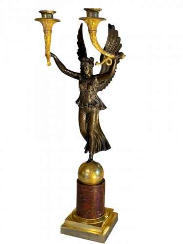 Candélabre en bronze doré et patiné, époque 1er Empire