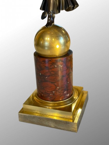 Candélabre en bronze doré et patiné, époque Empire - Galerie Maxime Fustier