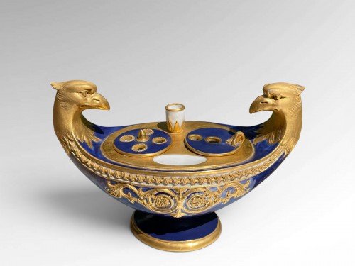 Encrier en porcelaine de Paris début du XIXe siècle - Objet de décoration Style Empire