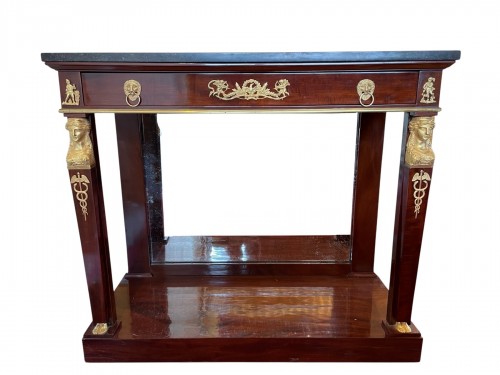 Console en acajou et bronzes dorés d'époque Empire
