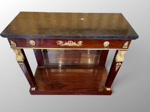 Console en acajou et bronzes dorés d'époque Empire - Mobilier Style Empire