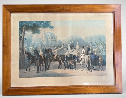 Suite de quatre grandes gravures intitulées "la vie d'un gentilhomme en toutes saison - Gravures et livres anciens Style 