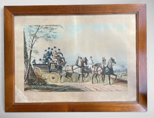 Suite de quatre grandes gravures intitulées "la vie d'un gentilhomme en toutes saison - Galerie Maxime Fustier