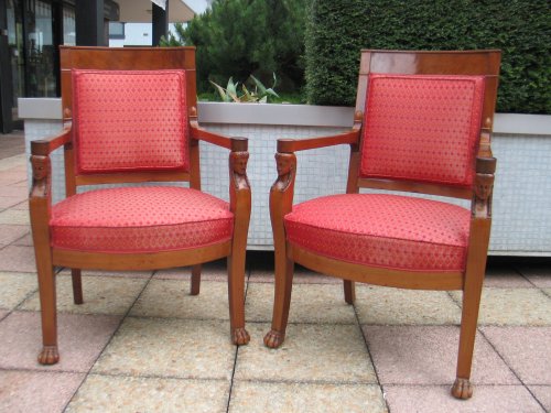 Paire de fauteuils en acajou époque Consulat