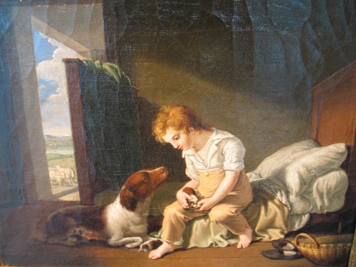 Marie-Eléonore Godefroy - L'enfant avec sa chienne et ses chiots - Tableaux et dessins Style Empire