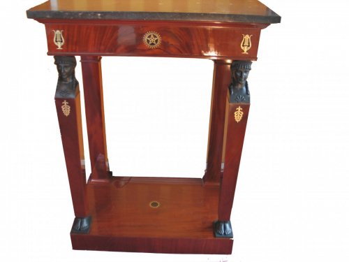 Antiquités - Small mahogany console table - early 19th century, Consulat period