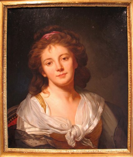 Portrait de femme, huile sur toile début XIXe