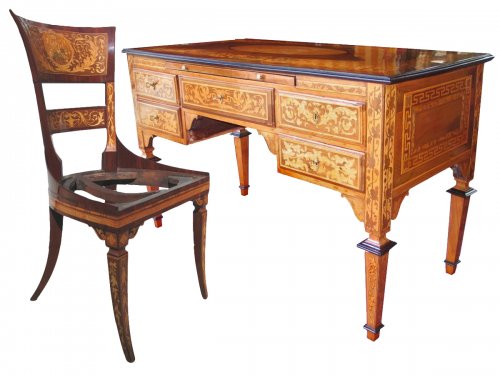 Ensemble chaise et bureau, Italie XVIIIe siècle