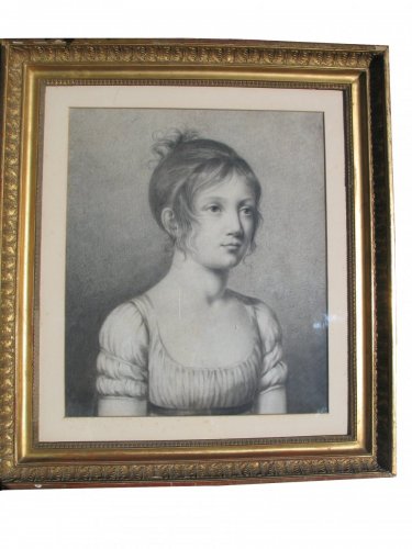 Portrait de jeune fille, début XIXe siècle - Galerie Maxime Fustier
