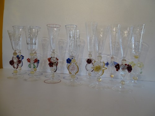 Suite de treize coupes, Murano XIXe - Verrerie, Cristallerie Style 