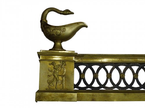 Barre de foyer en bronze doré, époque Empire