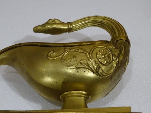 XIXe siècle - Barre de foyer en bronze doré, époque Empire