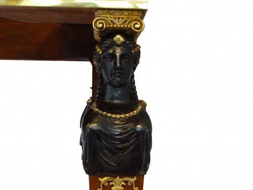 Console époque Consulat. Acajou, placage d'acajou et bronzes dorés. - Galerie Maxime Fustier