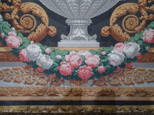 XIXe siècle - Cache foyer en papier peint époque premier Empire