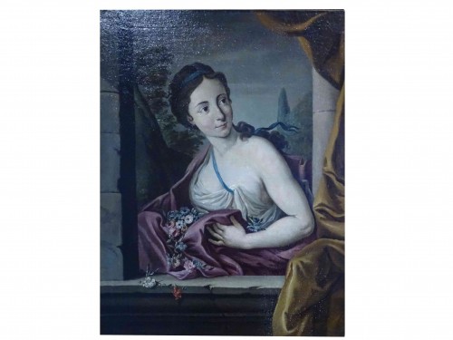 Femme à l'Antique à la balustrade fin XVIIIe