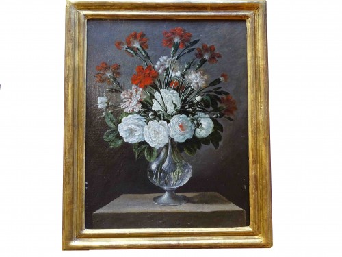Paire de tableaux de fleurs - Fin XVIIIe / Début XIXe - Tableaux et dessins Style 