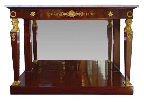 French console of the Consulat.period in mahogany and gilded bronzes