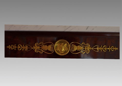 Antiquités - French console of the Consulat.period in mahogany and gilded bronzes