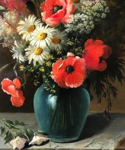 Paire De Tableaux De Fleurs Signés J. Champion Et Datés 1890 & 1891 - Huile Sur Toile - Galerie Maxime Fustier