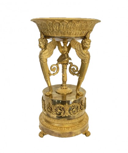 Coupe centre de table en bronze doré, époque premier Empire