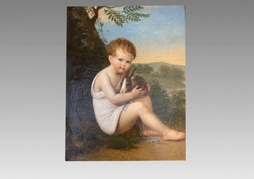 Child and his rabbit, early 19th century - 