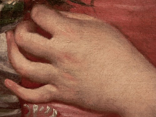 Louis Tocqué (1696-1772)- Attribué- Portrait d'une dame au bouquet d'œillets - Galerie Meier