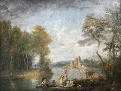 Jean-Baptiste Lallemand (1716-1803)- Les lavandières - Tableaux et dessins Style Louis XV