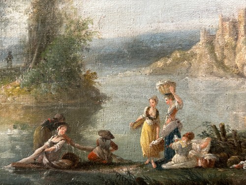 Tableaux et dessins Tableaux XVIIIe siècle - Jean-Baptiste Lallemand (1716-1803)- Les lavandières