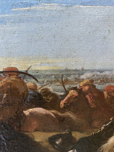 Jacques Courtois (1621-1676) - Scène de bataille entre chrétiens et turcs - Tableaux et dessins Style Louis XIII