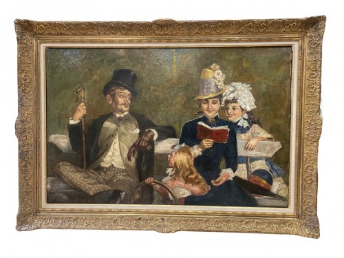 Tihamér Von Margitay (1859-1922) - Distraction on a public Bench