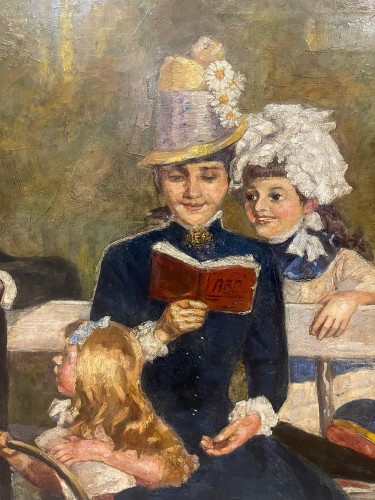 Paintings & Drawings  - Tihamér Von Margitay (1859-1922) - Distraction on a public Bench