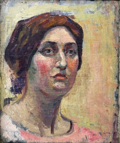 Luce Maximilien (1858-1941) - Portrait d'Ambroisine Luce (1903) - Tableaux et dessins Style Napoléon III