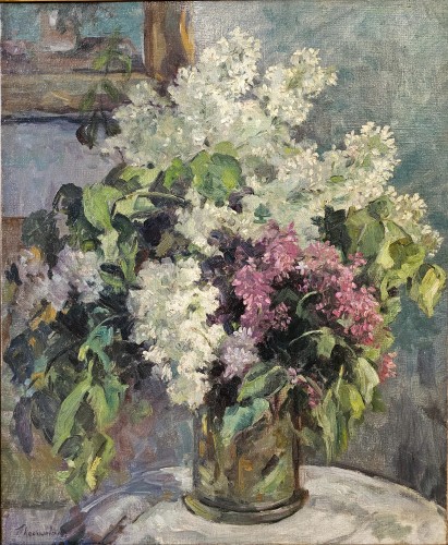 Piotr Petrovitch Konchalovsky (1876-1956) - Lilas au napperon blanc (1947) - Tableaux et dessins Style Années 50-60
